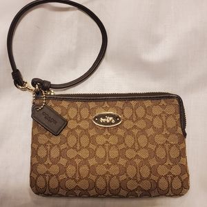 Coach Signature Coated Canvas Zip Wallet Wristlet